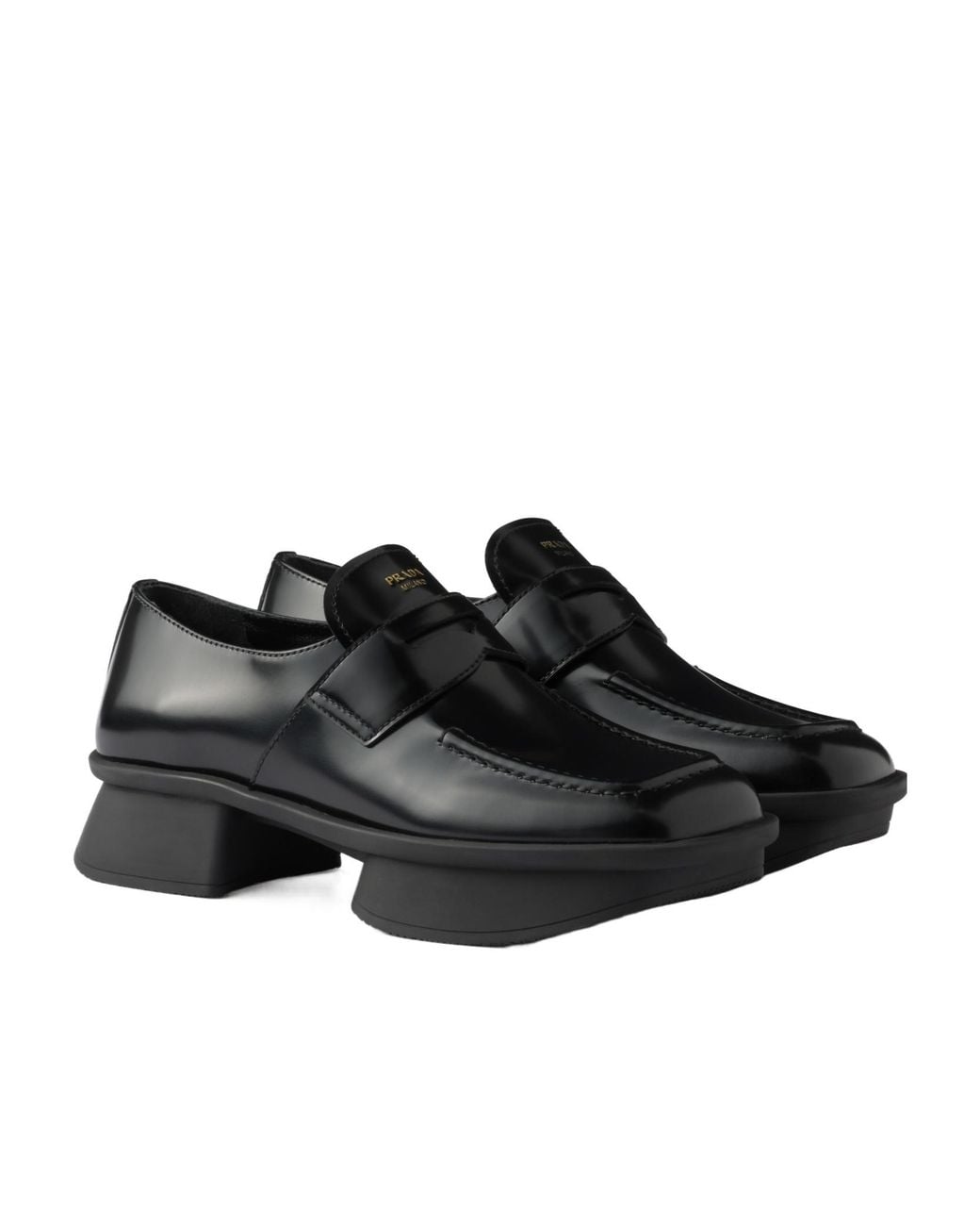 Prada Black Equal Low-Block Heeled Loafers