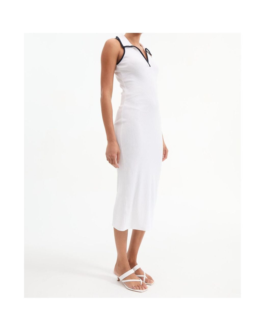 Veronica Beard White Darien Midi Dress