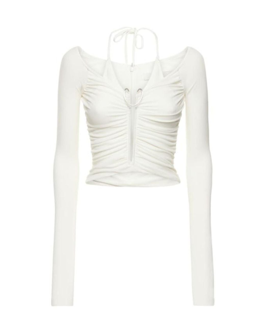 Dion Lee White Pleated Long-Sleeved Blouse