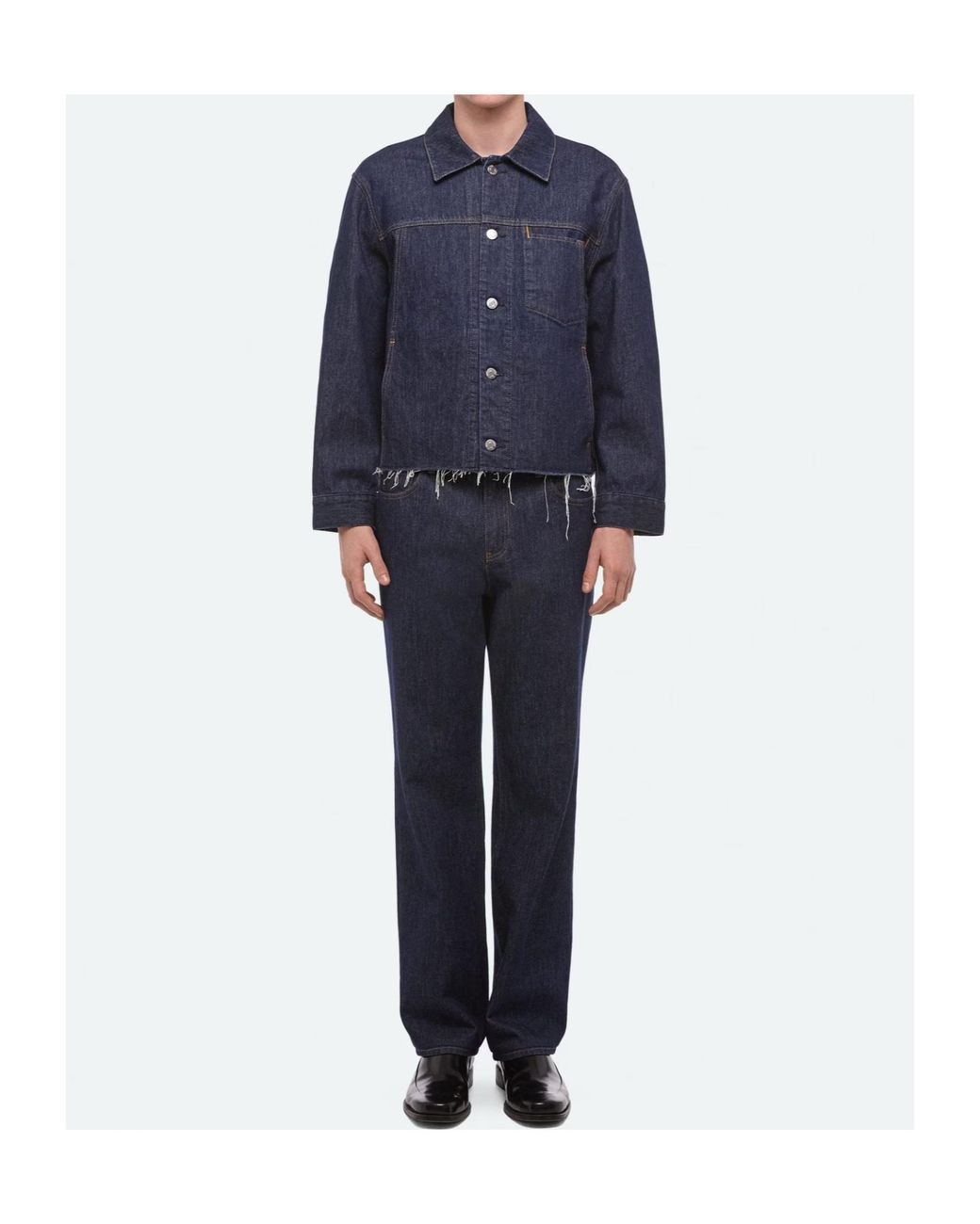 Helmut Lang Blue Cropped Trucker Jacket for men