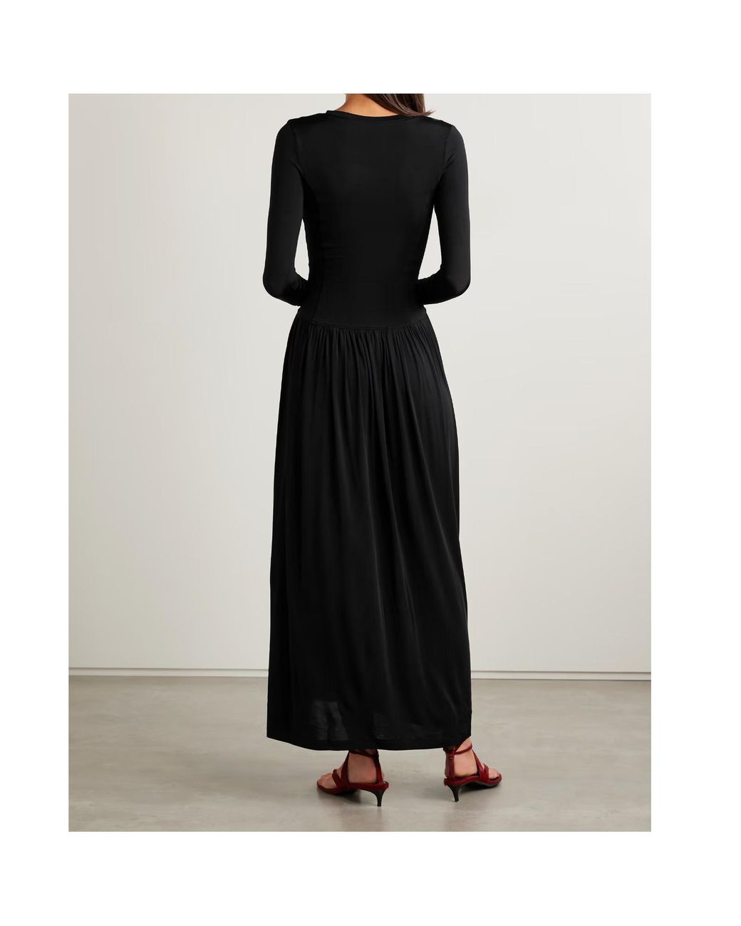 Ulla Johnson Black Amal Gathered Stretch-Jersey Maxi Dress