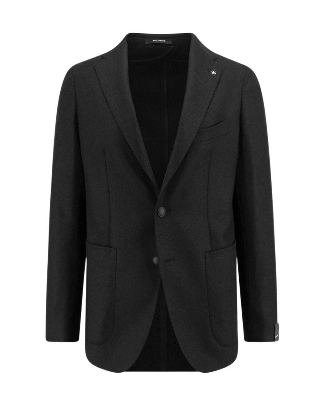 Tagliatore Black Straight-Hem Single-Breasted Blazer for men