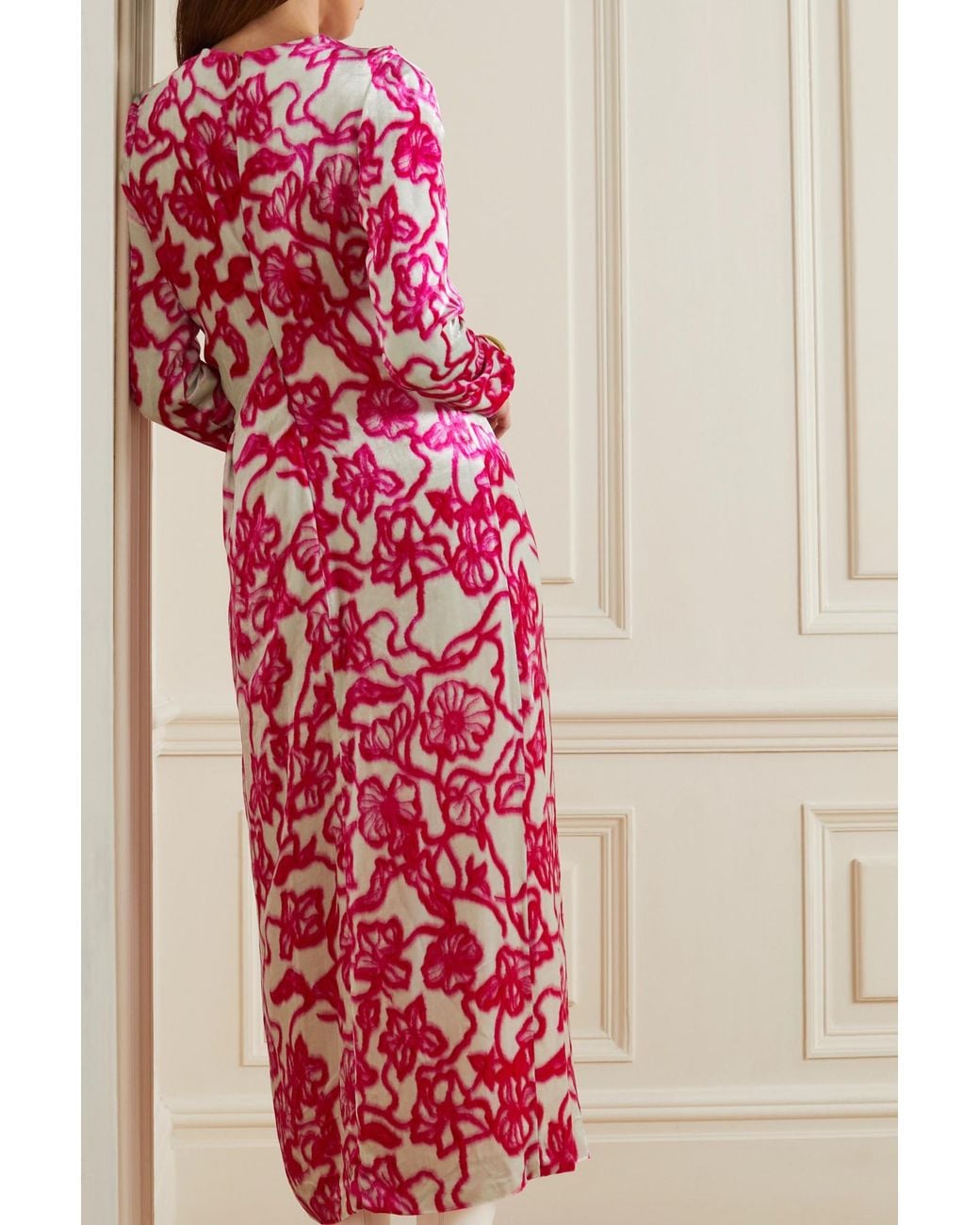 Dries Van Noten Red Pleated Print Dress