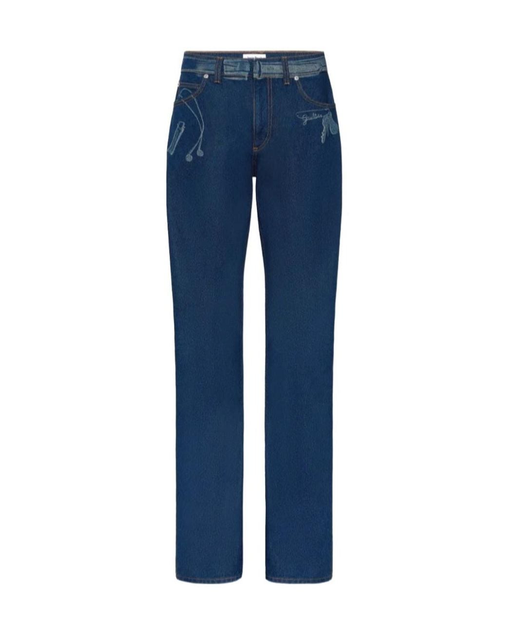 Jean Paul Gaultier Blue Straight-Leg Printed Jeans