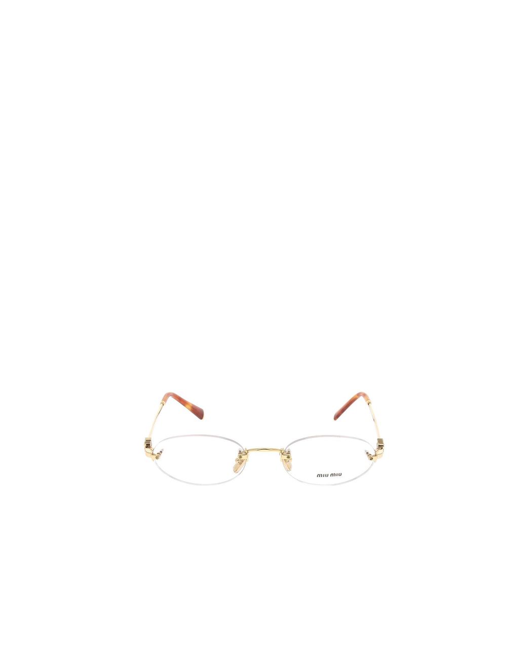 Miu Miu White Eyewear Oval Frame Rimless Glasses