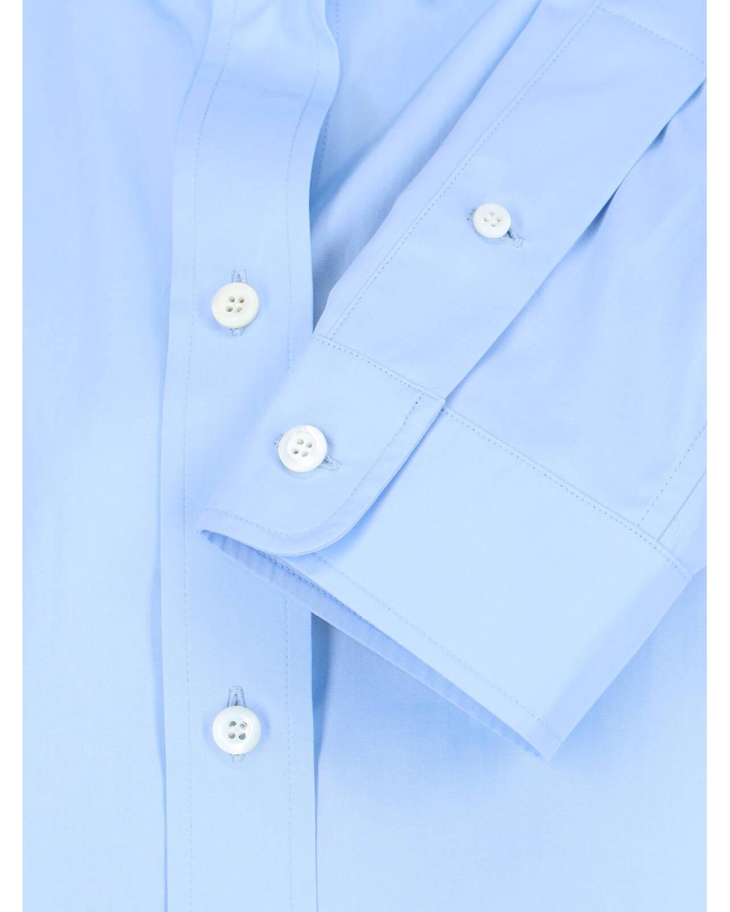 Miu Miu Blue Logo-Embroidered Button-Up Shirt