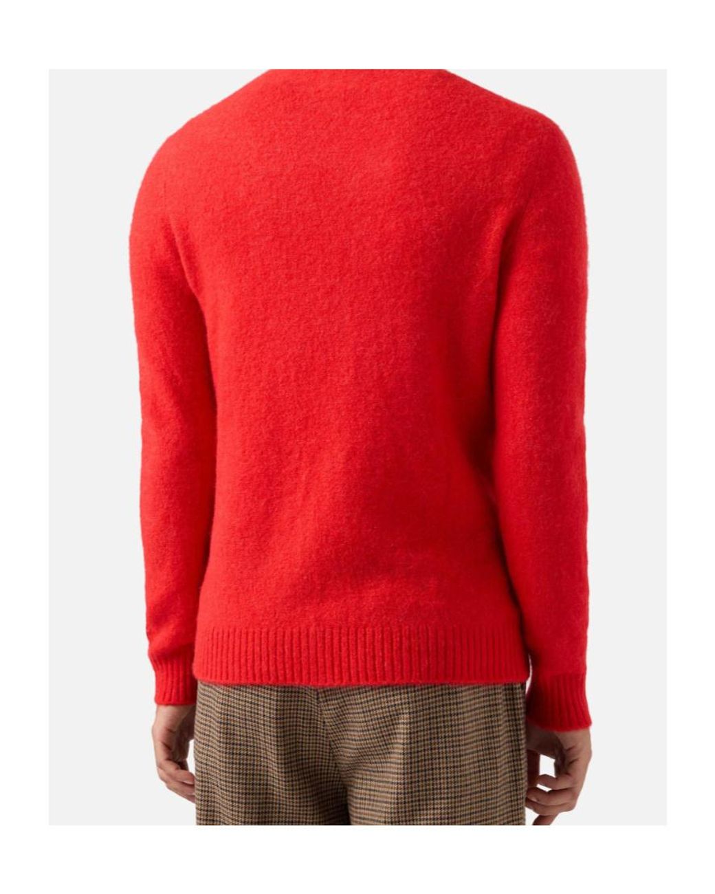 Mc2 Saint Barth Red Ribbed Crewneck Jumper for men