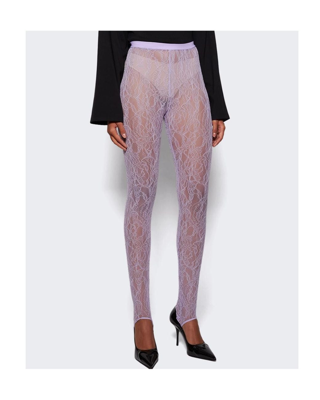 Wardrobe NYC Gray Lace Stirrup Leggings