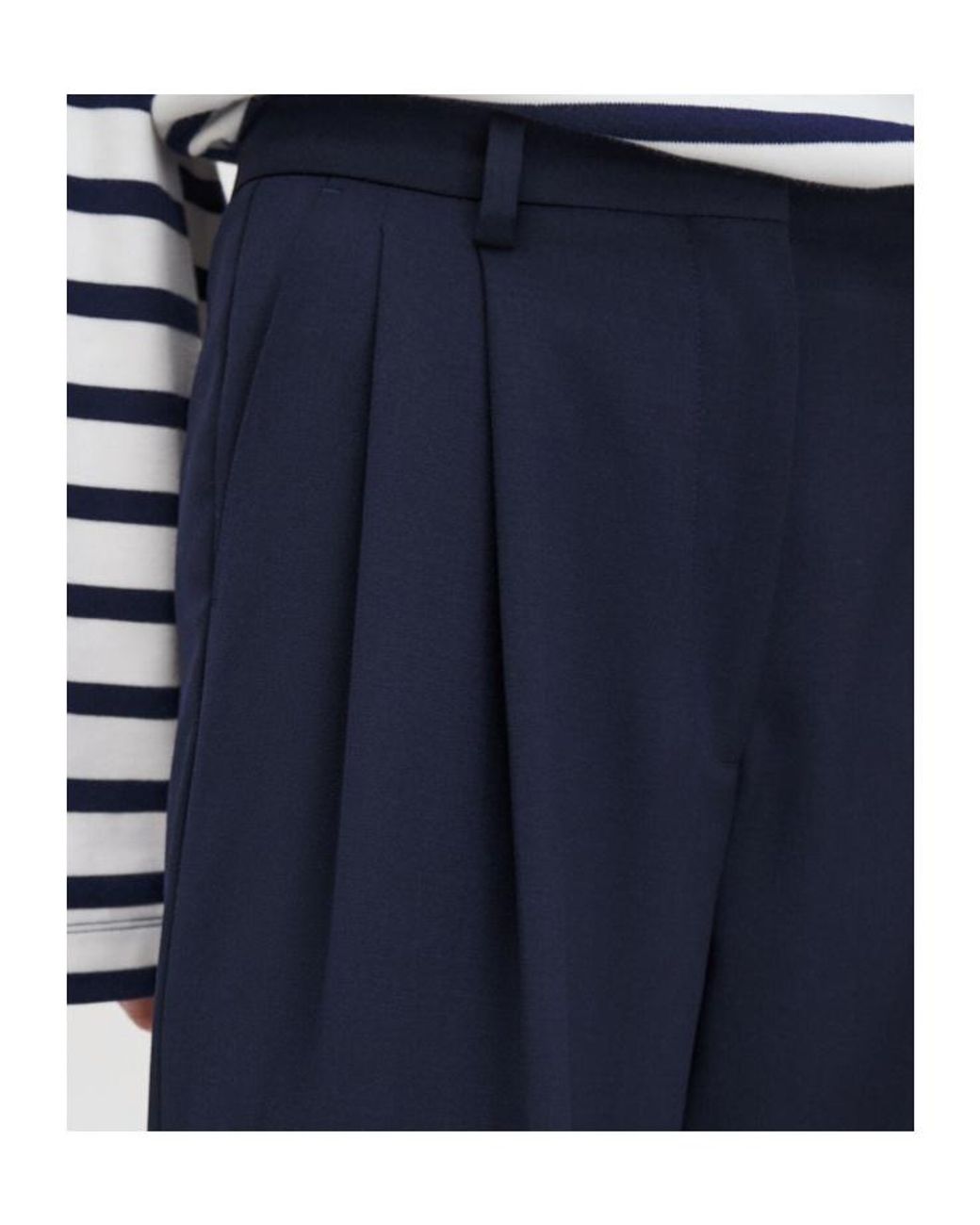 Filippa K Blue Pleated Wide-Leg Pants