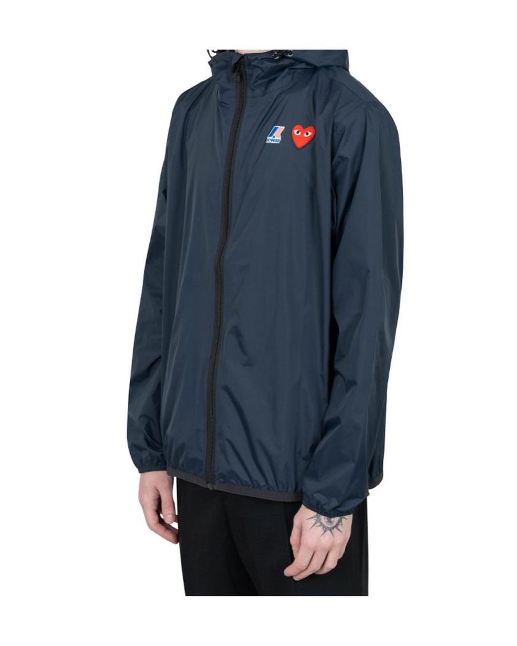 COMME DES GARÇONS PLAY Blue Comme Des Garçons Play Logo Detailed Hooded Jacket for men