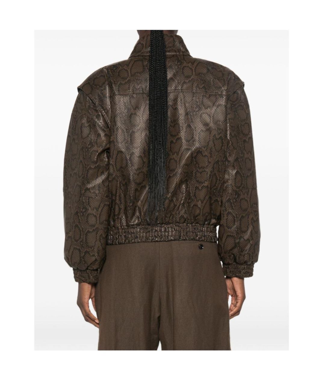 Twinset Brown Embossed High-Neck Jacket