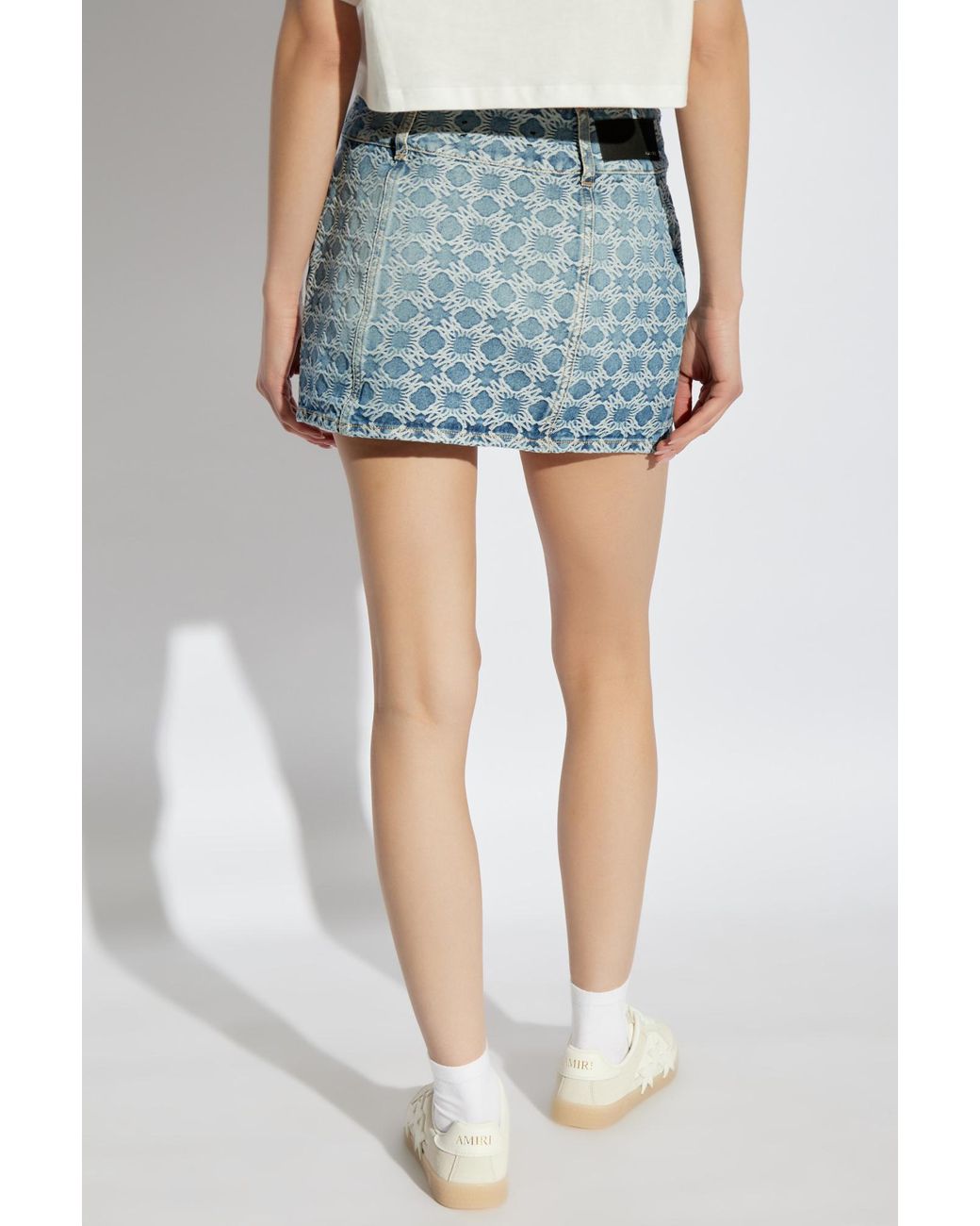 Amiri Blue Patterned Denim Skirt