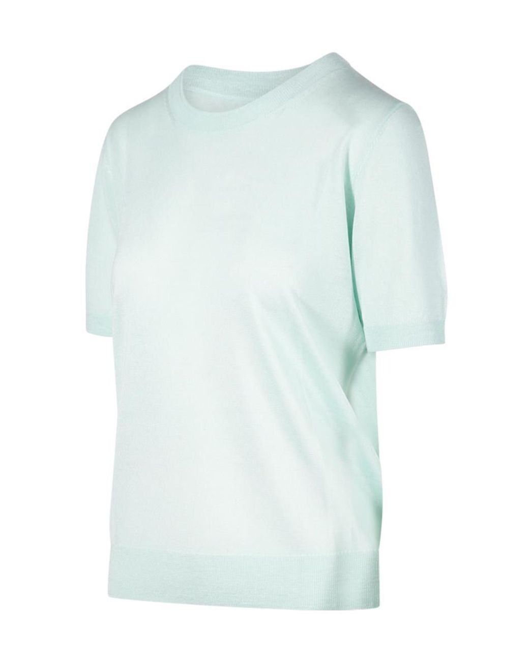 P.A.R.O.S.H. Blue Linfa Short-Sleeve Fine-Knit Top
