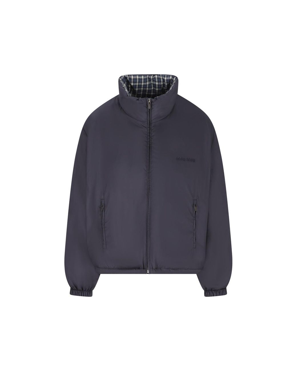 Miu Miu Gray Reversible Flannel Down Jacket