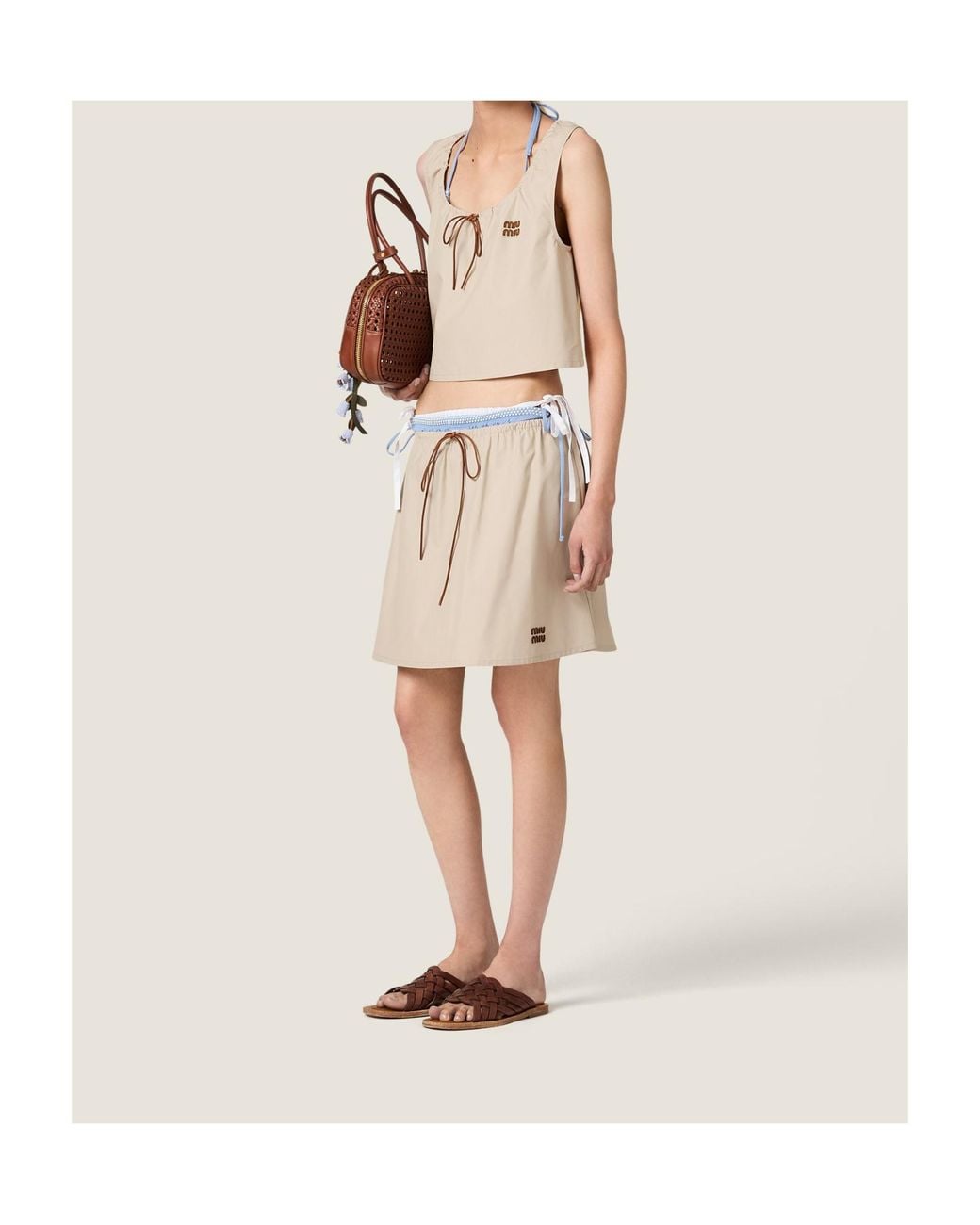 Miu Miu Natural Panama Cotton Crop Top