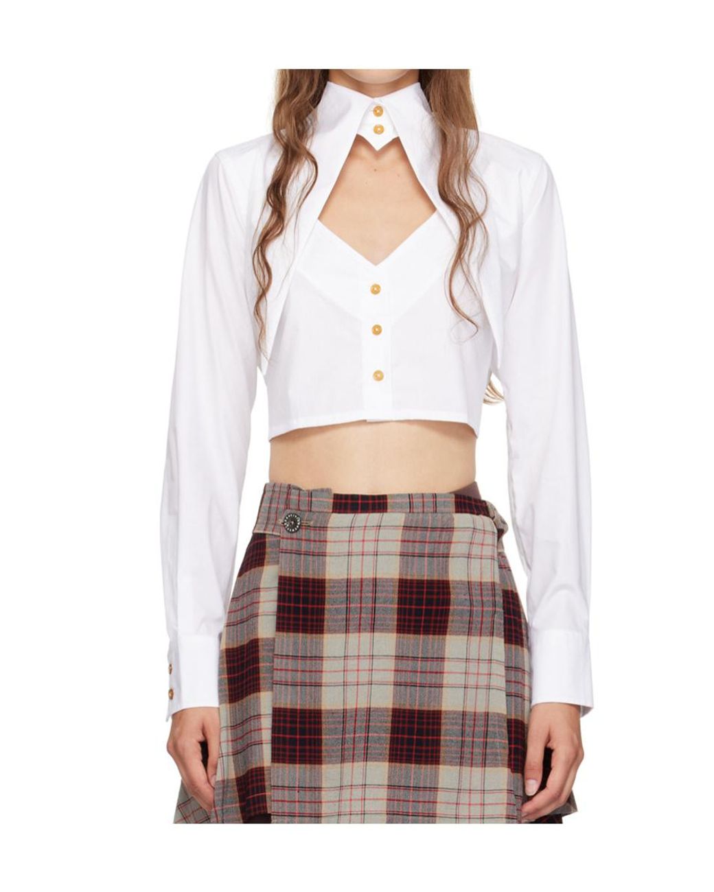 Vivienne Westwood White Cut-Out Cropped Shirt