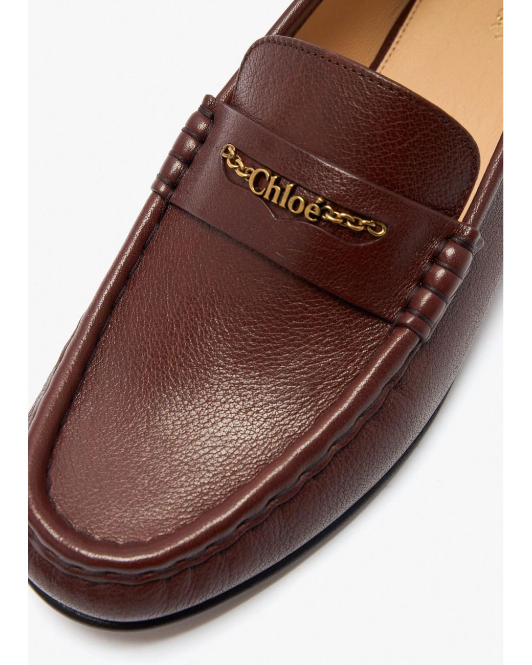 Chloé Brown Chain-Detail Loafers