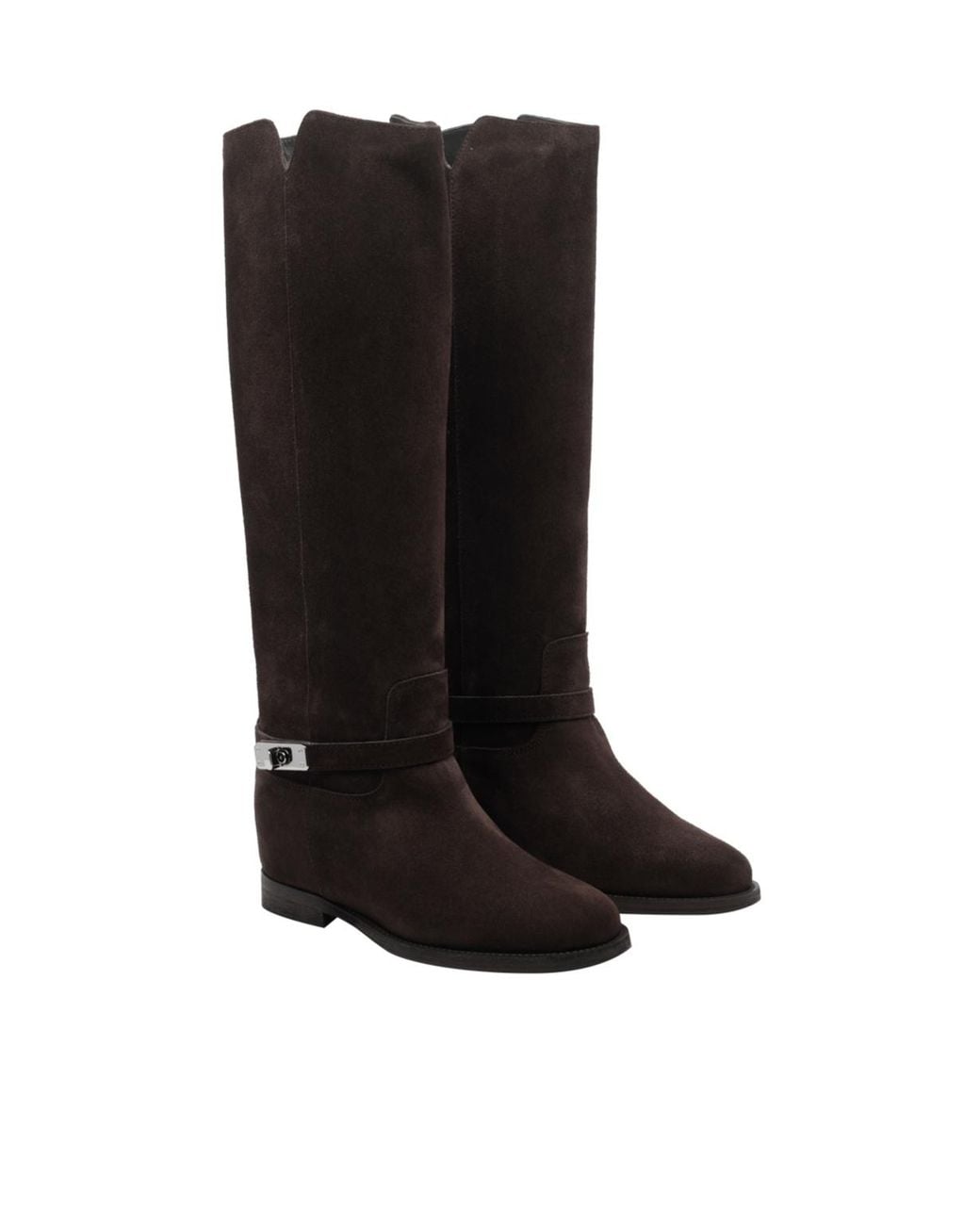 Via Roma 15 Black Padlock Knee-High Boots