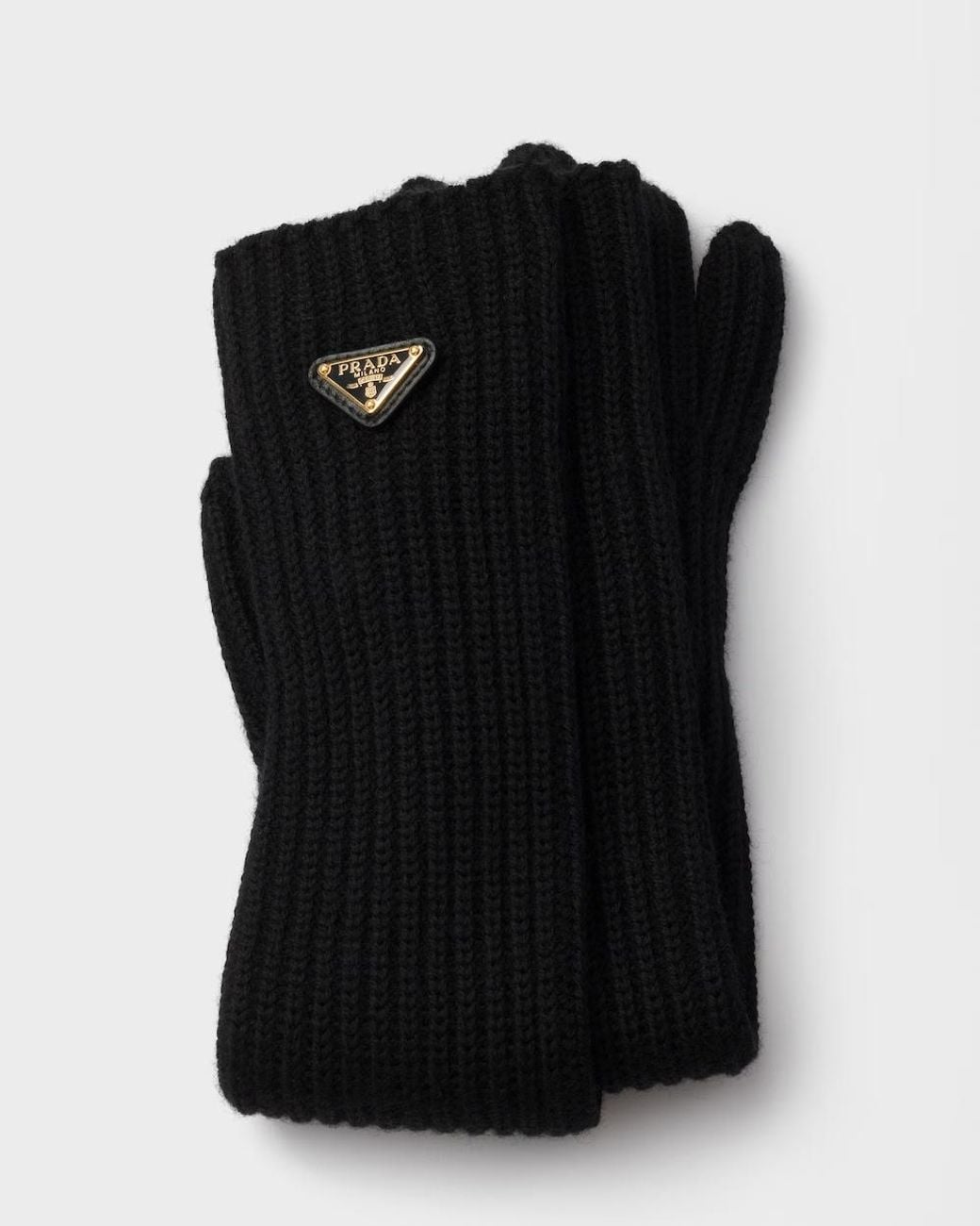 Prada Black Wool Knit Gloves