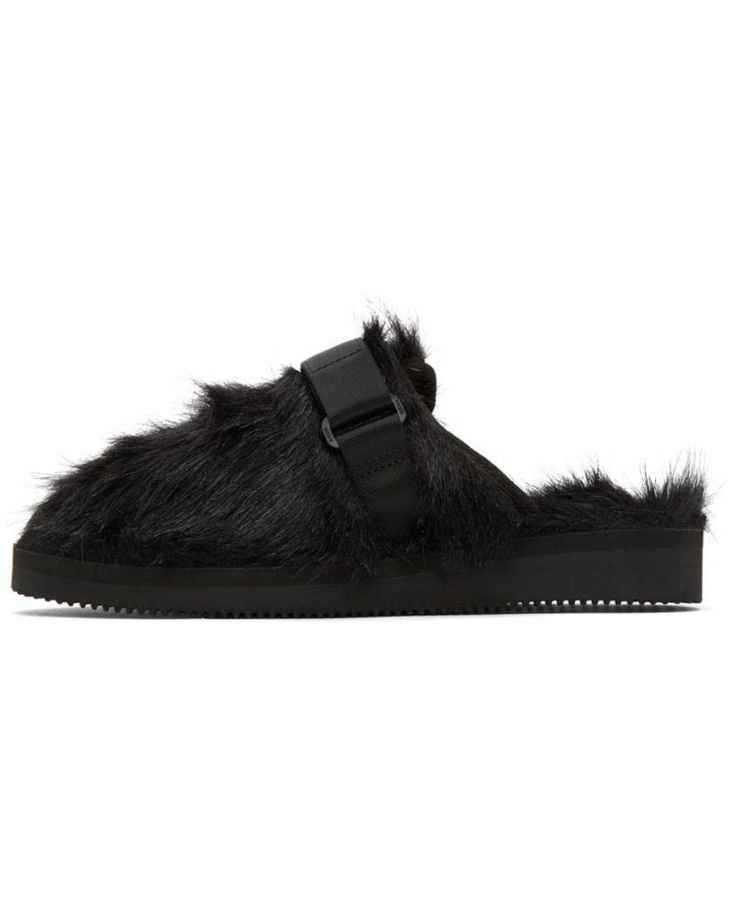 Suicoke Black Logo Slides for men