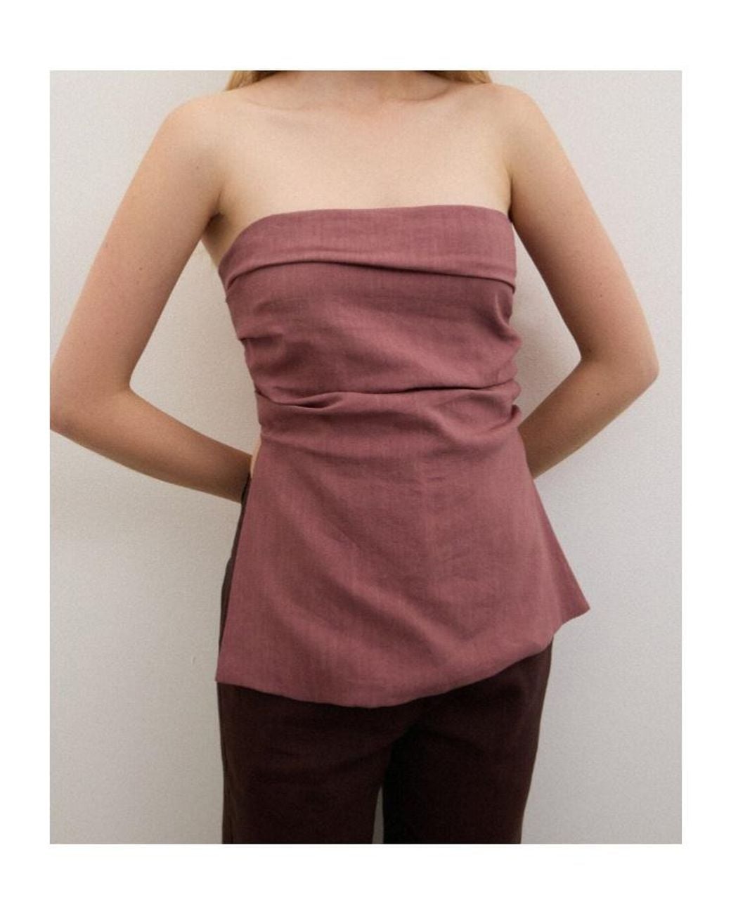 Ottod'Ame Purple Ottod'Ame Draped Strapless Tie-Back Top