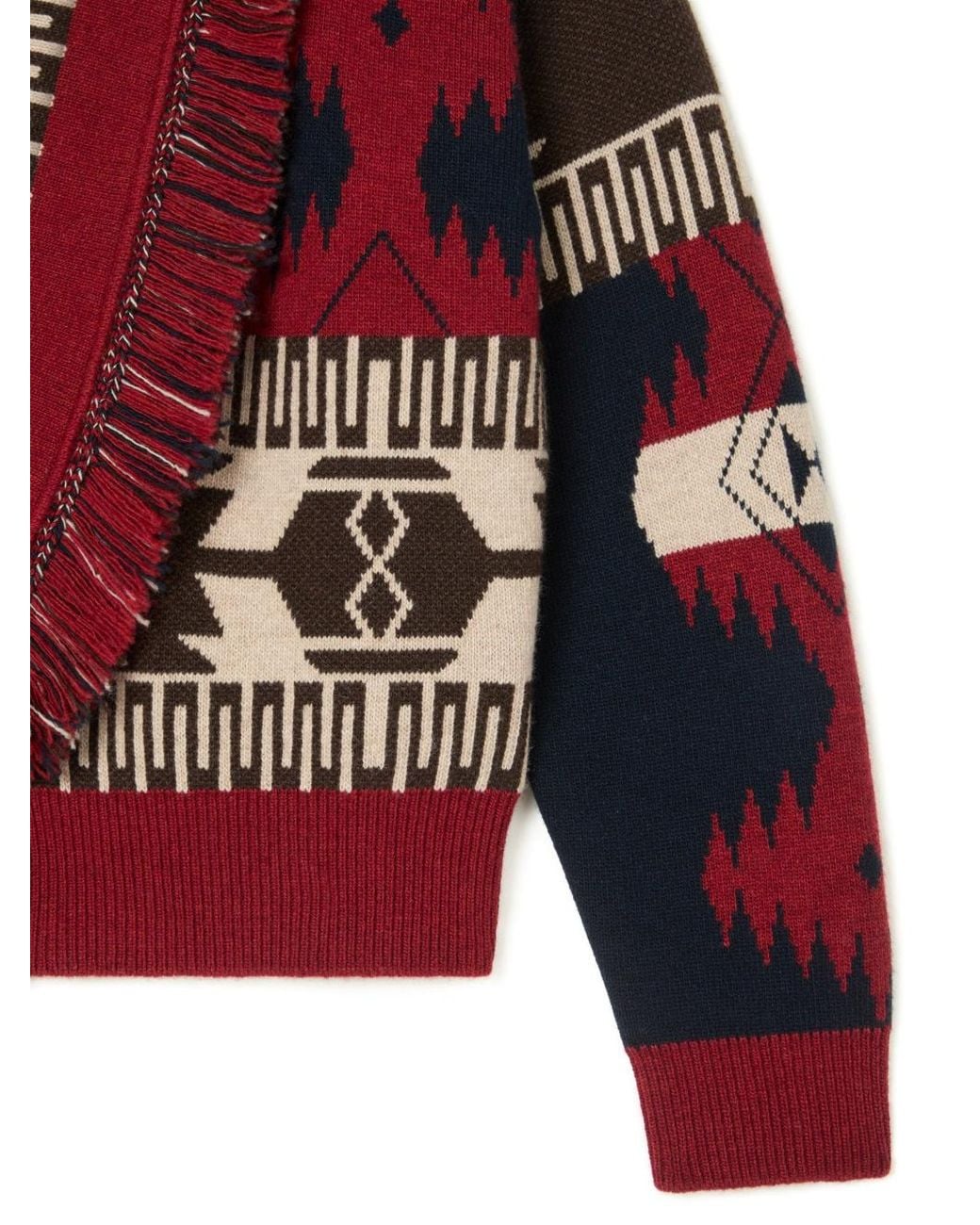 Alanui Red Icon Jacquard Cardi-Bomber Cardigan