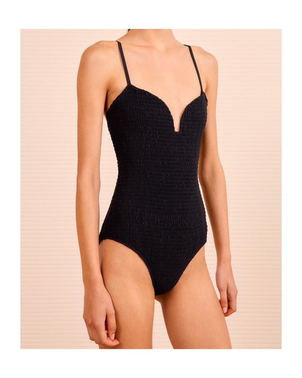 Ulla Johnson Black Biarritz Smocked Swimsuit