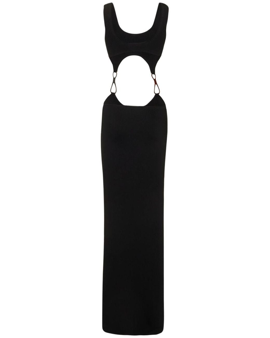 AYA MUSE Black Long Viscose Satin Dress