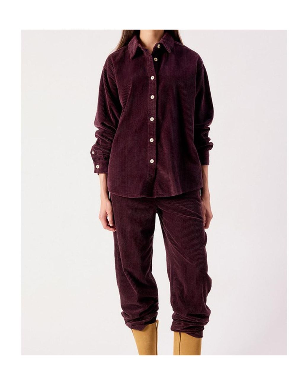 American Vintage Purple Corduroy Oversized Shirt