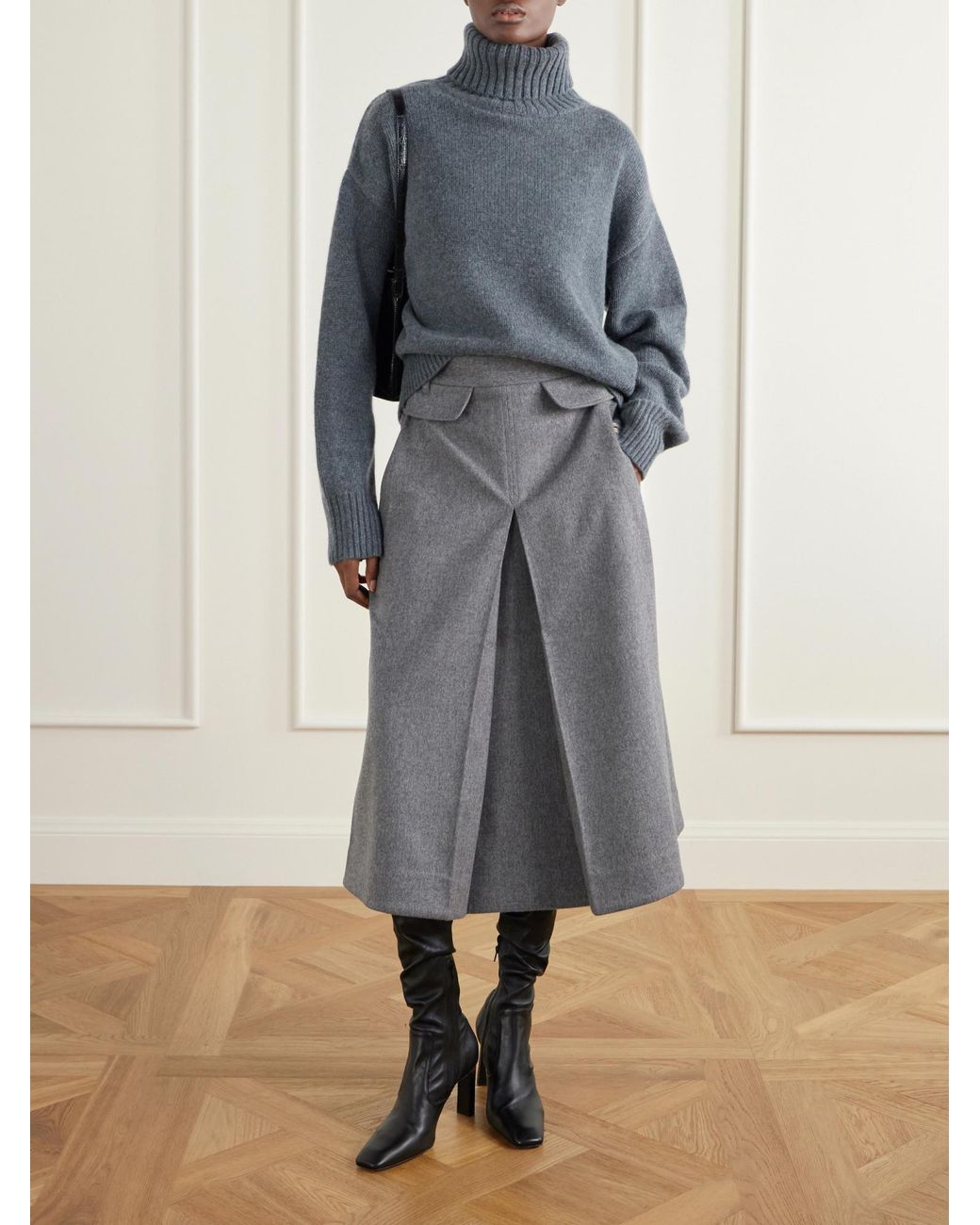 Co. Gray Waisted Midi Dress