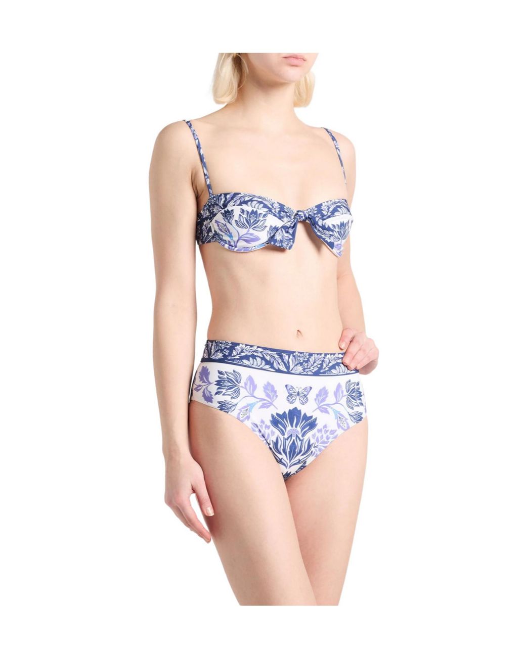 Farm Rio Blue High-Waisted Floral Bikini Bottoms