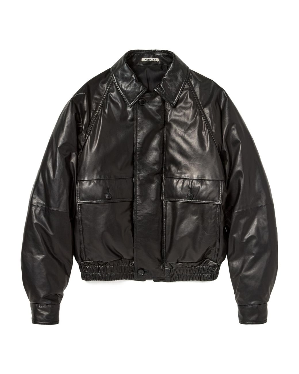 Auralee Black Leather Down Jacket