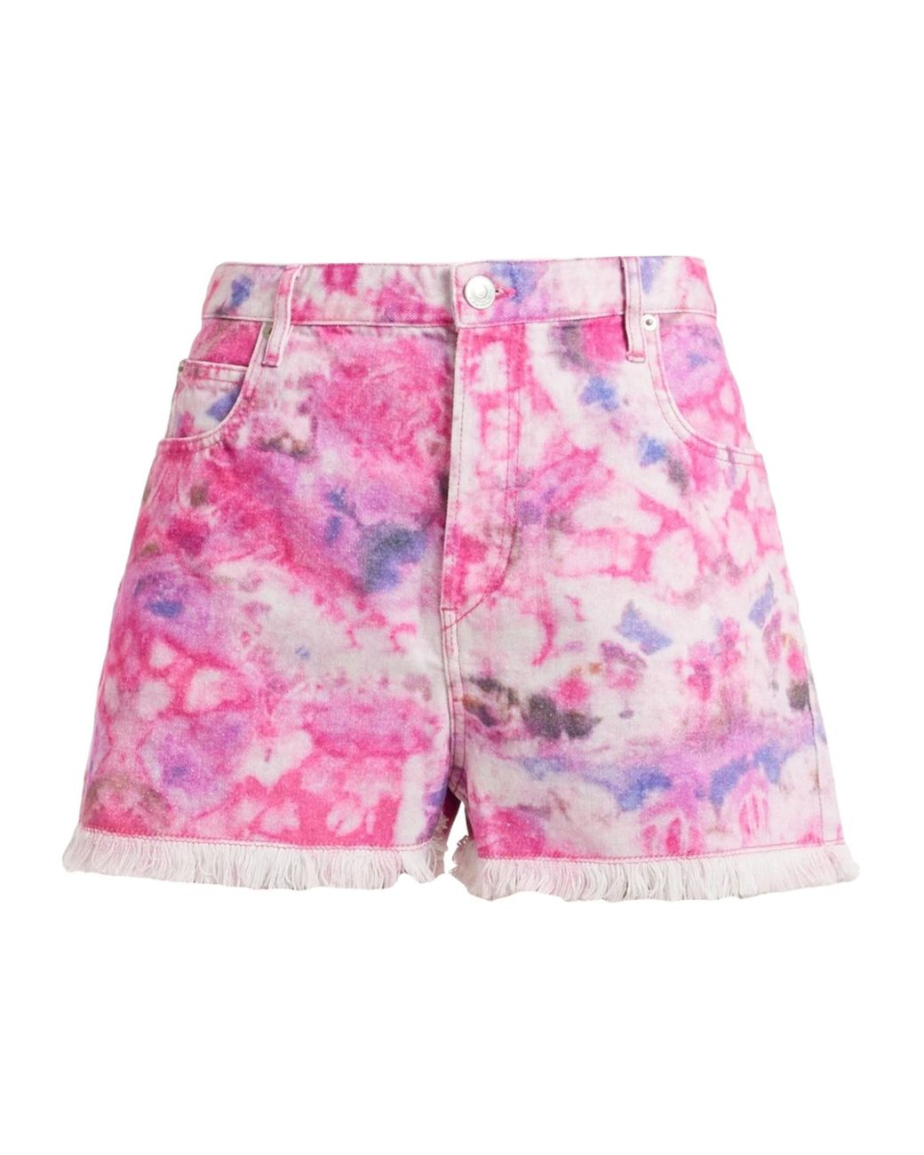 Isabel Marant Pink Multi-Colored High-Waisted Denim Shorts