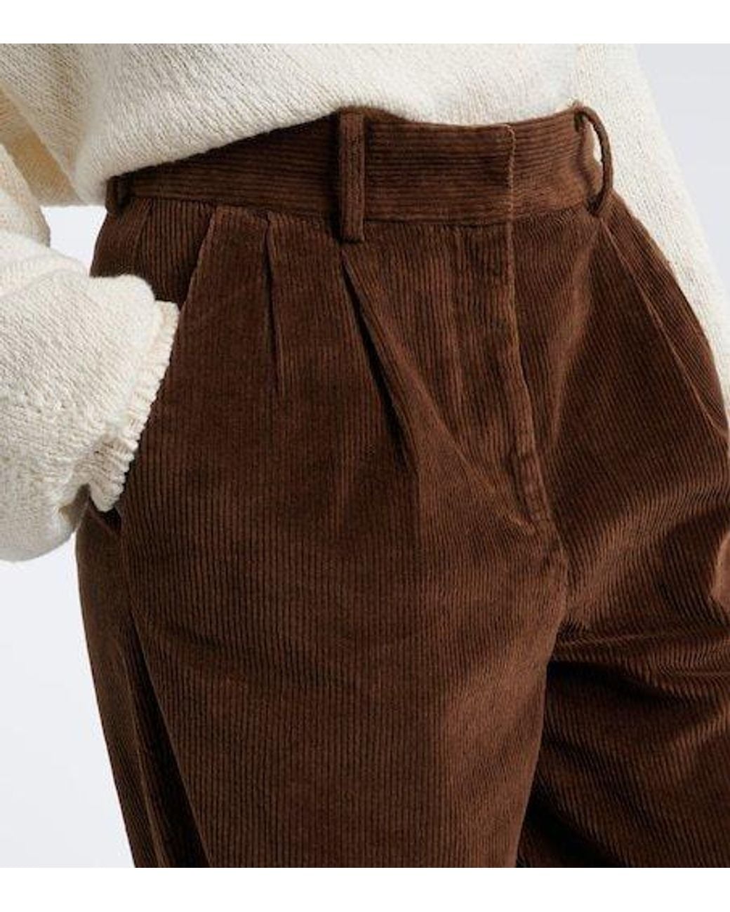 AYA MUSE Brown Aven Cotton-Blend Corduroy Wide-Leg Pants