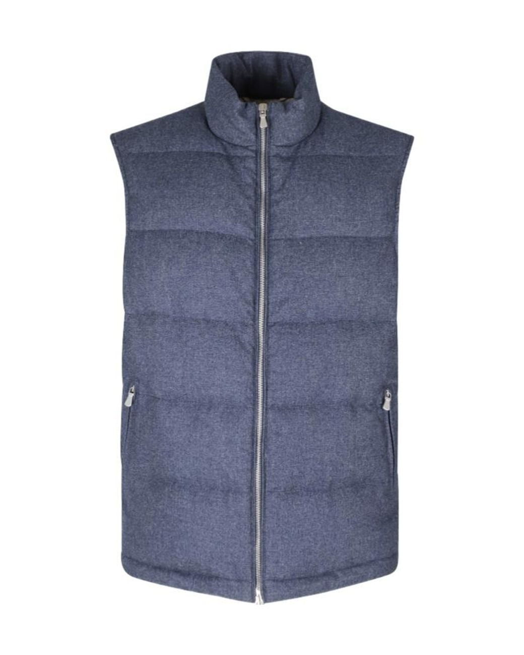 Eleventy Blue Stand-Collar Zip-Up Vest for men