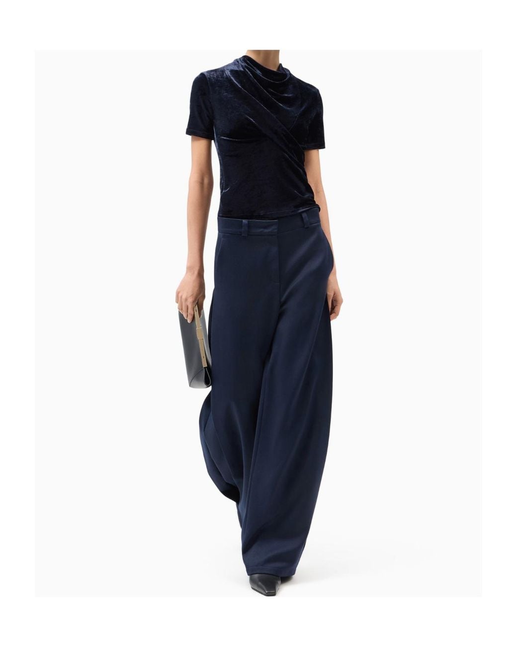 Giorgio Armani Blue Draped Velvet Top