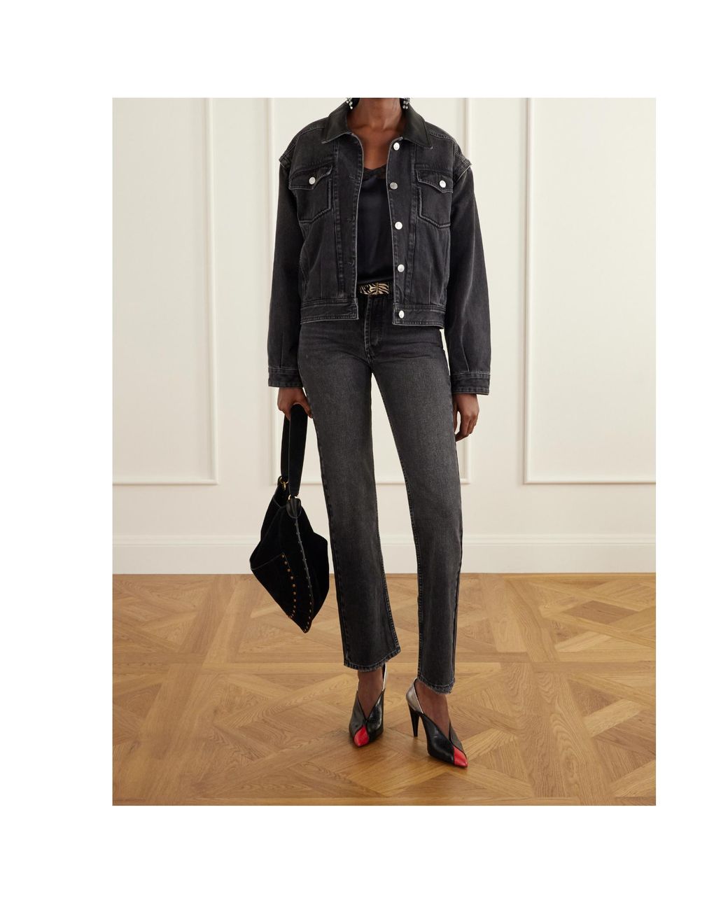 Isabel Marant Black Amael Lace-Trimmed Satin Camisole
