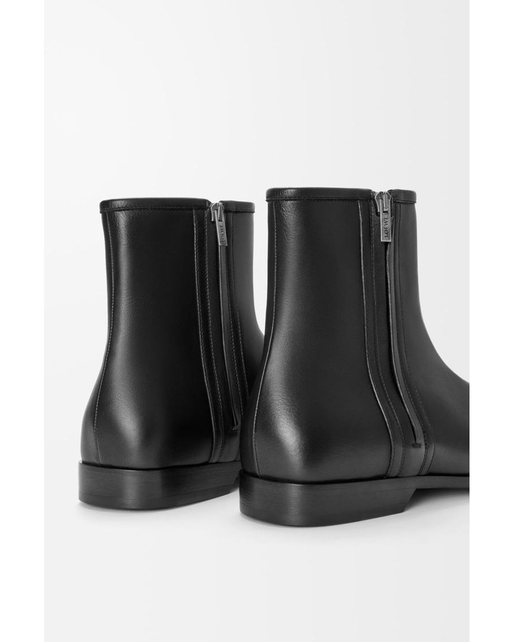 Loewe Black Bobine Smooth Leather Ankle Boots for men