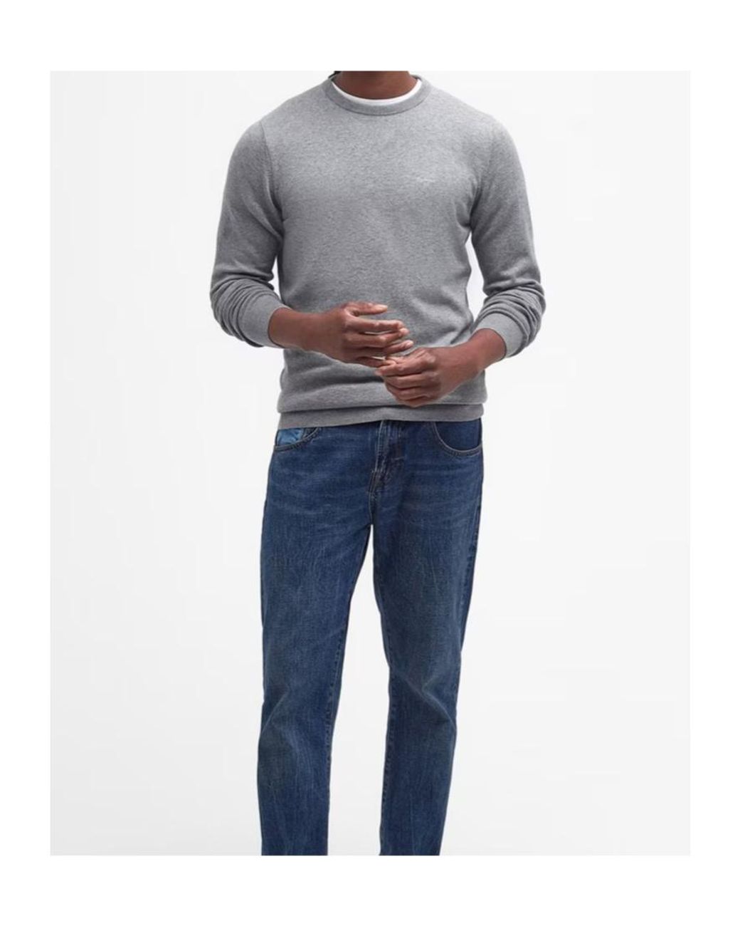 Barbour Gray Crew Neck Jumper for men