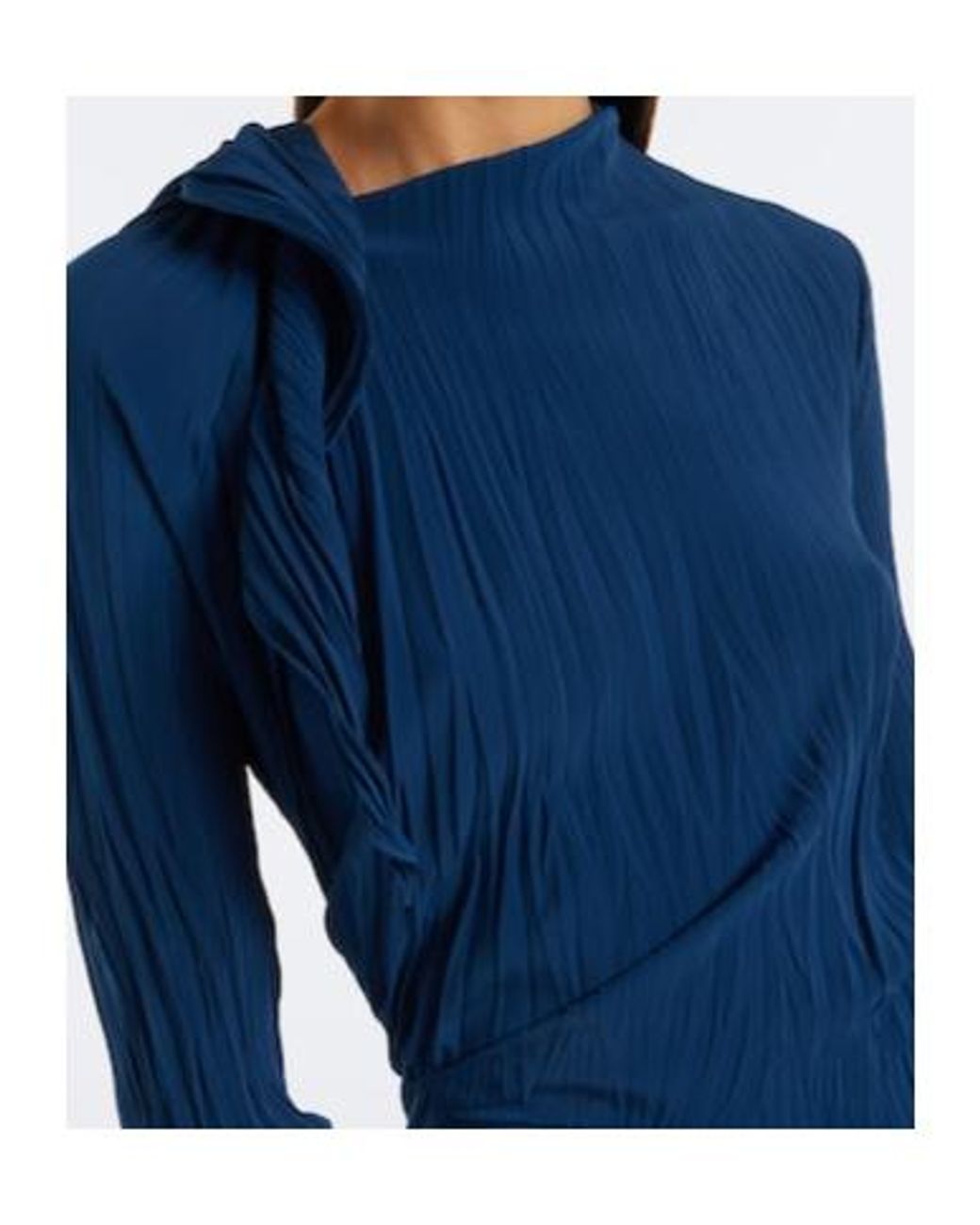 Victoria Beckham Blue Asymmetric Pleated Midi Dress