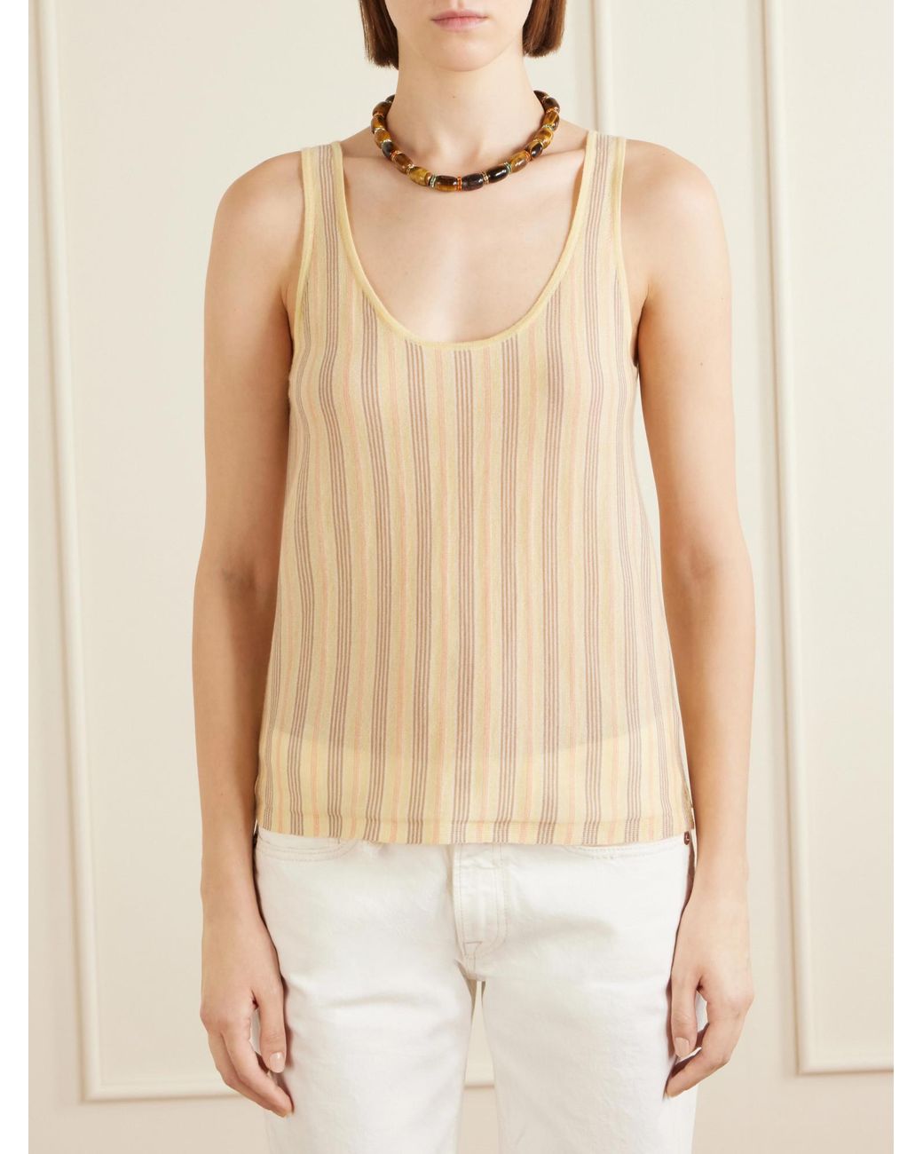 Guest In Residence Natural Striped Cashmere Vest