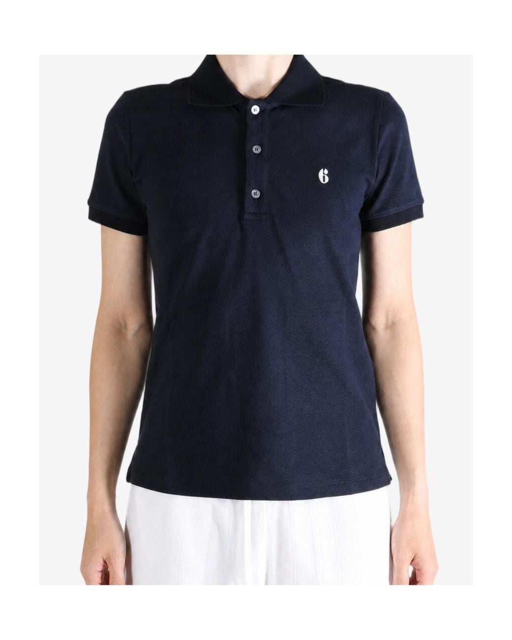 MM6 by Maison Margiela Blue Logo-Print Short-Sleeve Polo Shirt