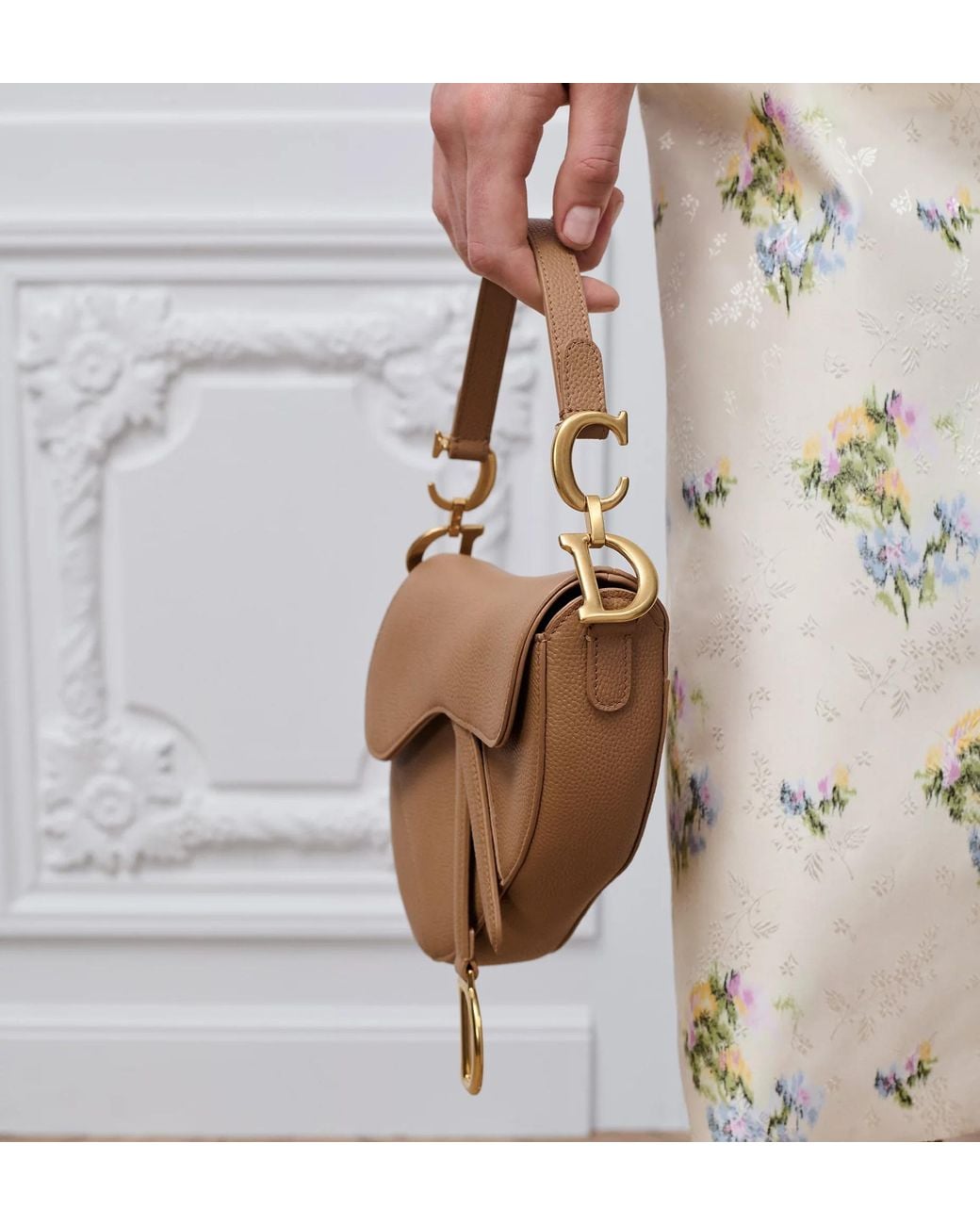 Dior White Small Saddle Bag With Strap