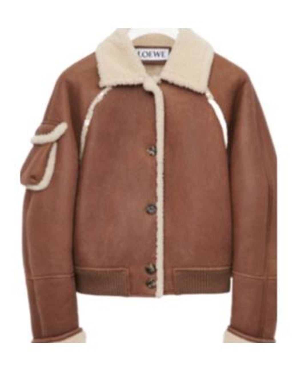 Loewe Brown Shearling-Trimmed Bomber Jacket
