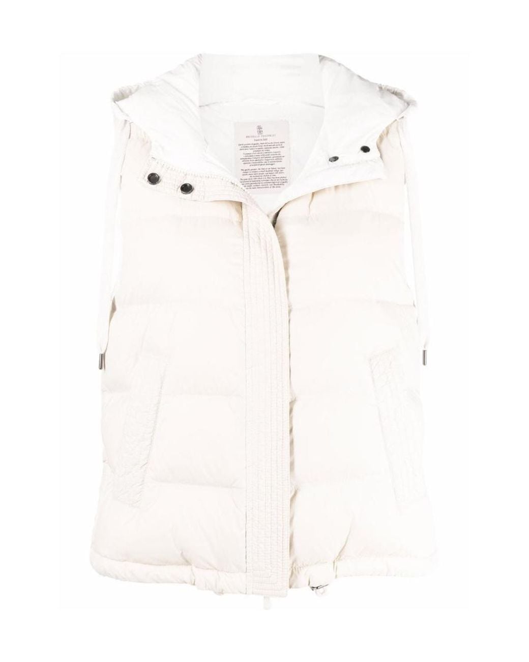 Brunello Cucinelli White Hooded Puffer Gilet