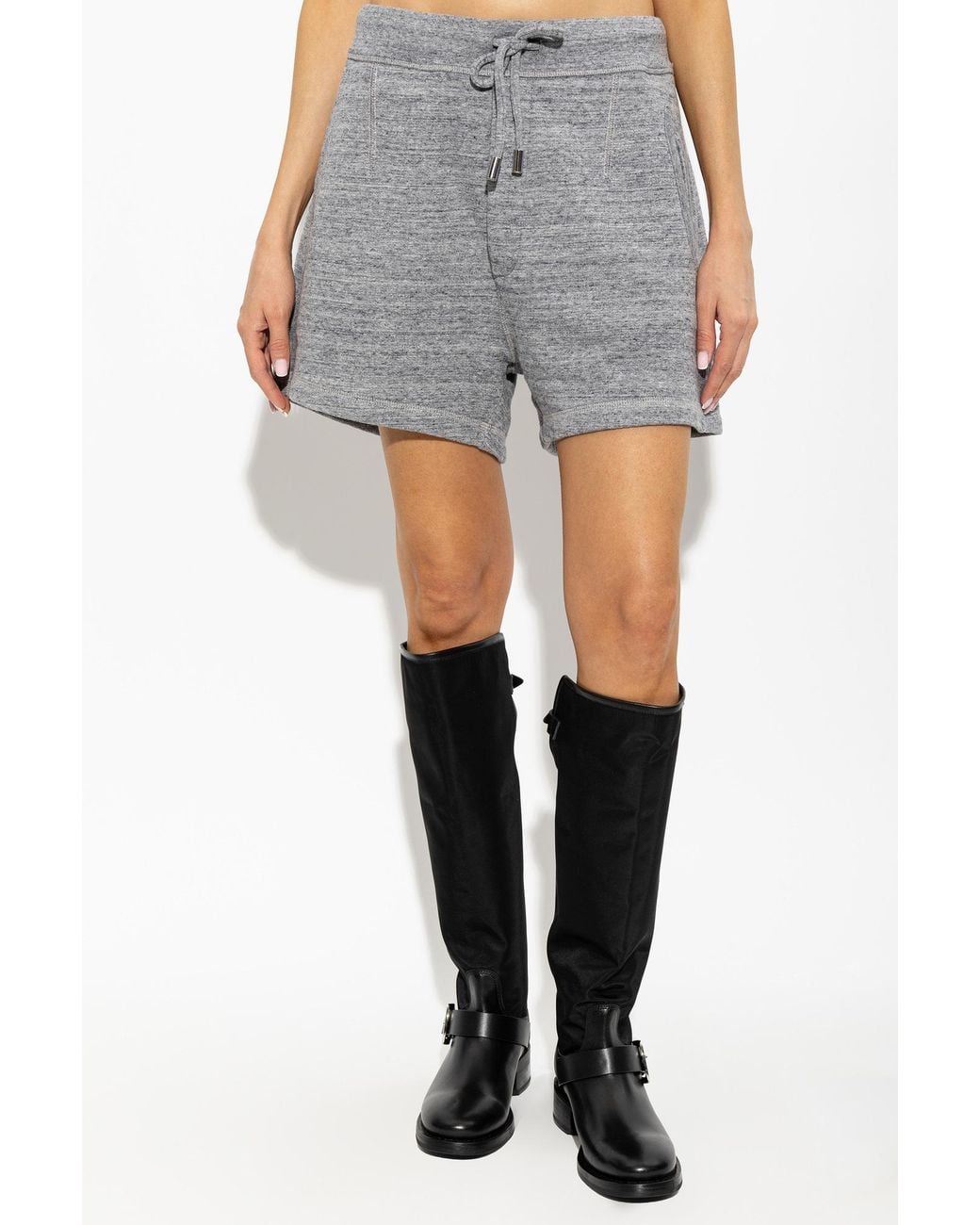 DSquared² Gray Drawstring Knit Shorts