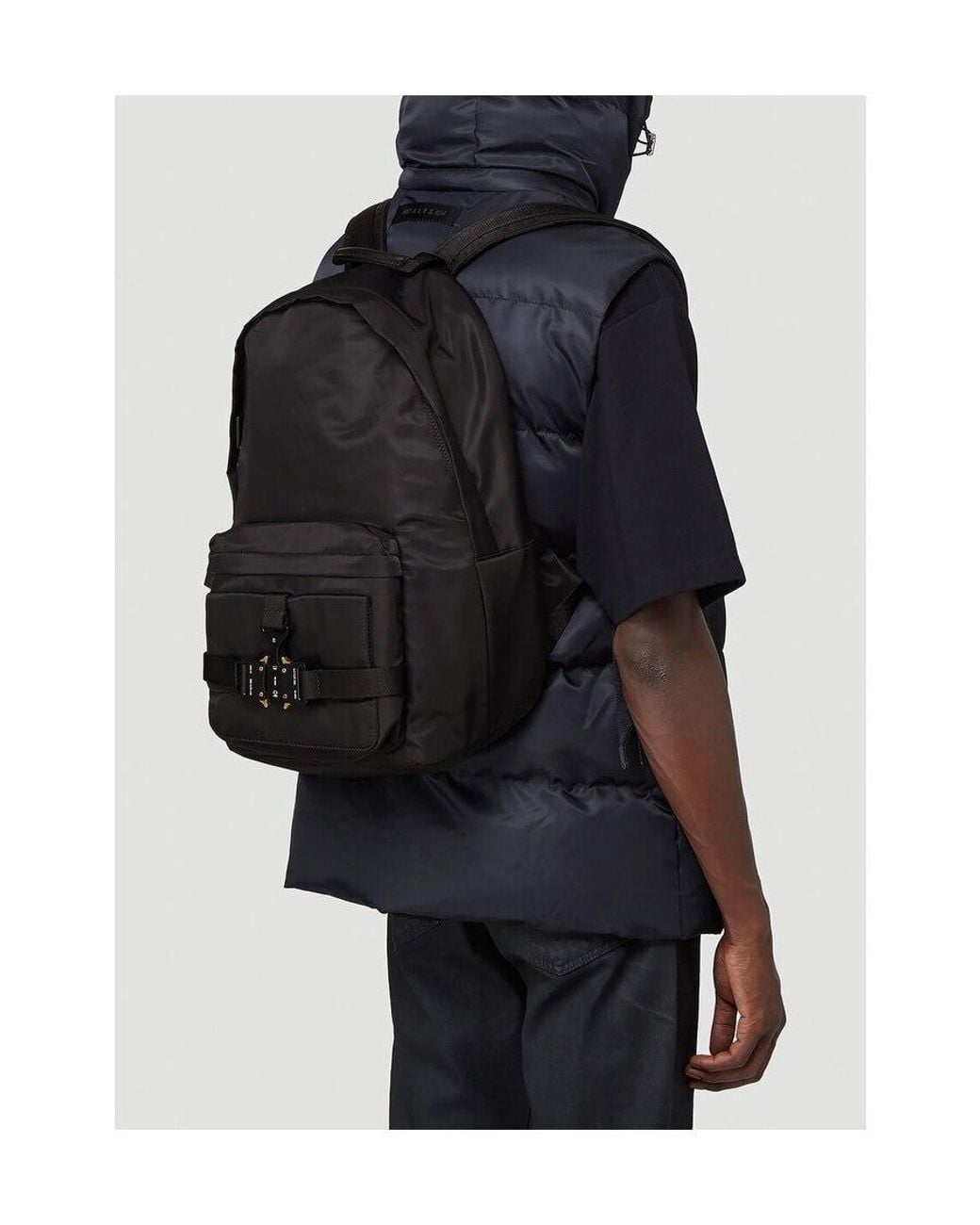 1017 ALYX 9SM Black Tri-Con Logo Buckle Backpack for men
