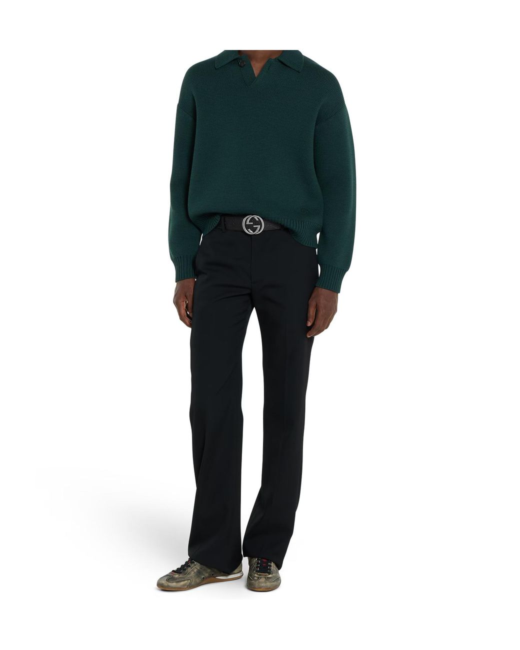 Gucci White Interlocking G Buckle Reversible Belt for men