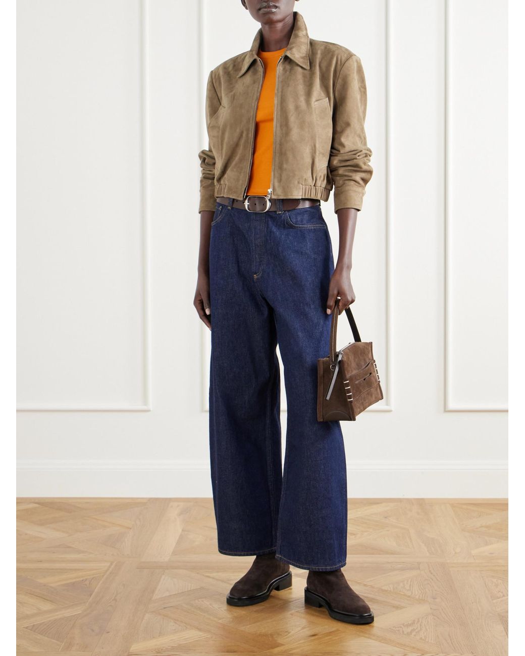 Agolde Natural Cropped Suede Jacket