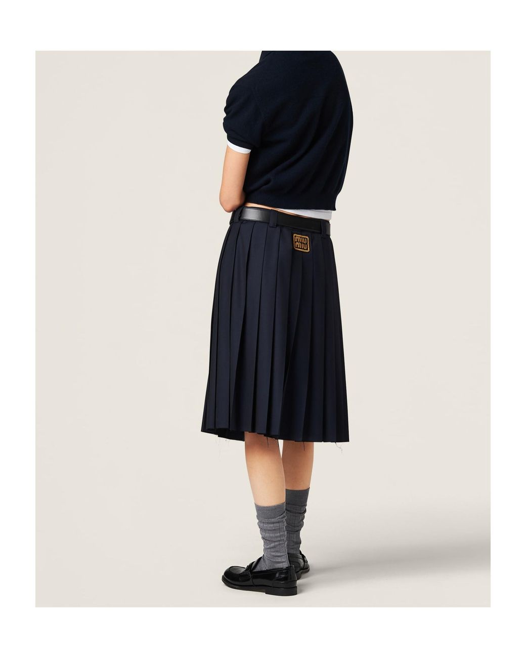 Miu Miu Blue Pleated Batavia Skirt